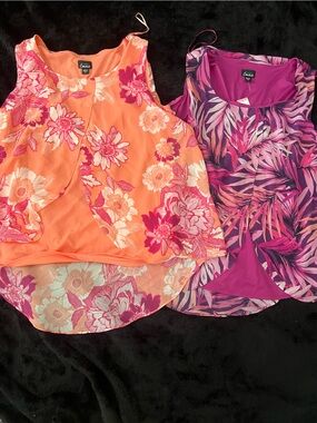 Lot 2 Tropical Surplice Tank Tops